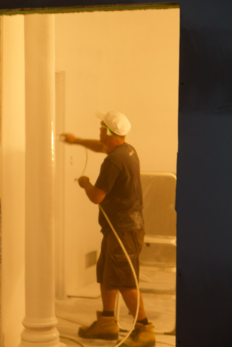 Dan spraying primer.