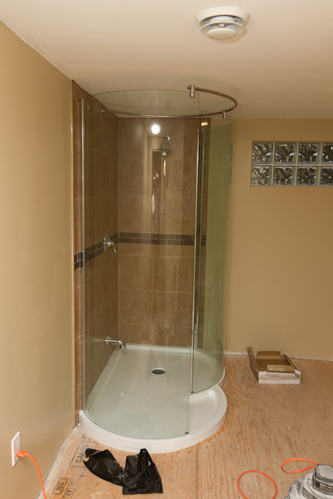Shower glass.